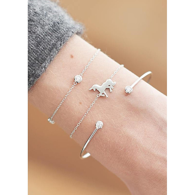 Set 3 vòng tay nữ Kỳ lân & vòng tay hở đính đá