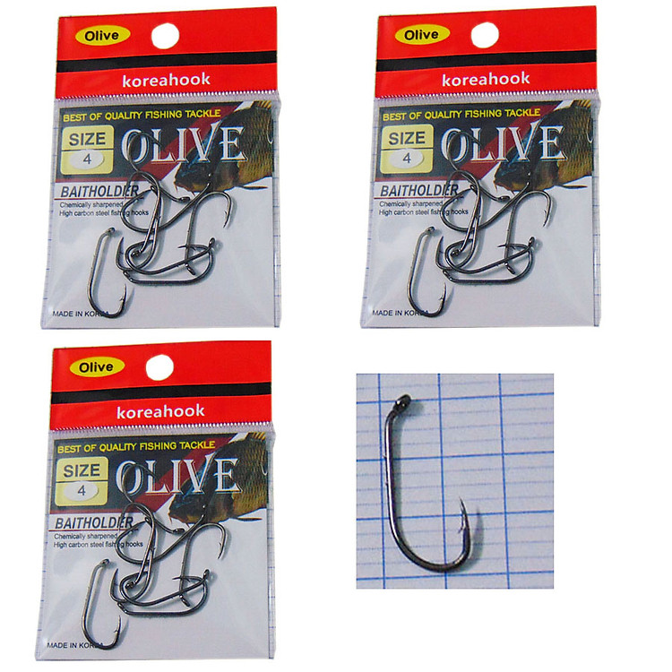 Combo 3 Vỉ Lưỡi Câu Cá Có Ngạnh Ở Lưng Chinu Olive Baitholder Korea Hook