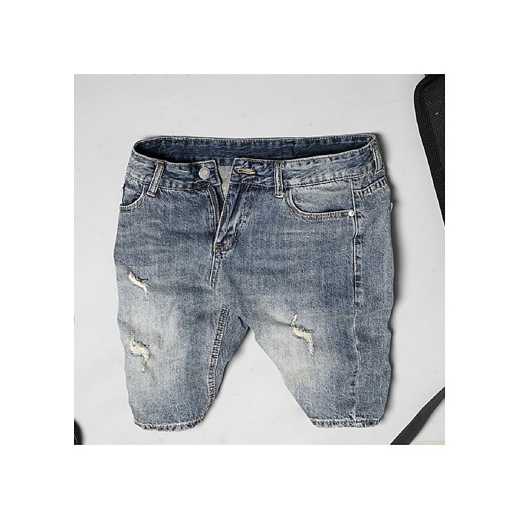 Quần short jean nam B020 co dãn kiểu dán trẻ trung đơn giản thêu họa tiết Julido thời trang hàn quốc