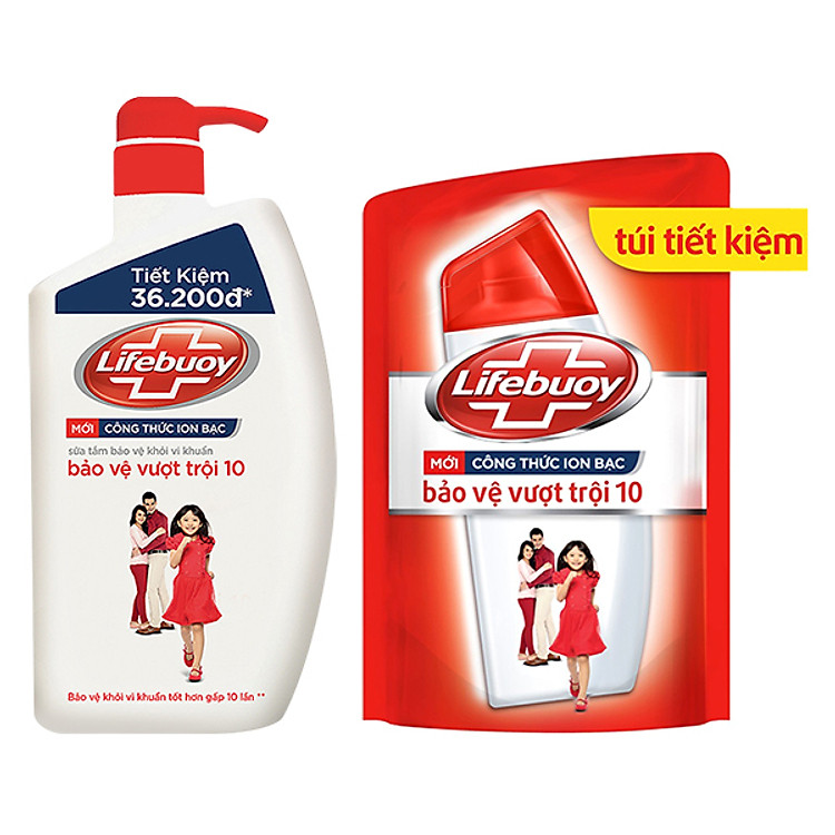 Combo Lifebuoy Bảo Vệ Vượt Trội (Sữa Tắm Chai 850g Và Túi Refill 850g)