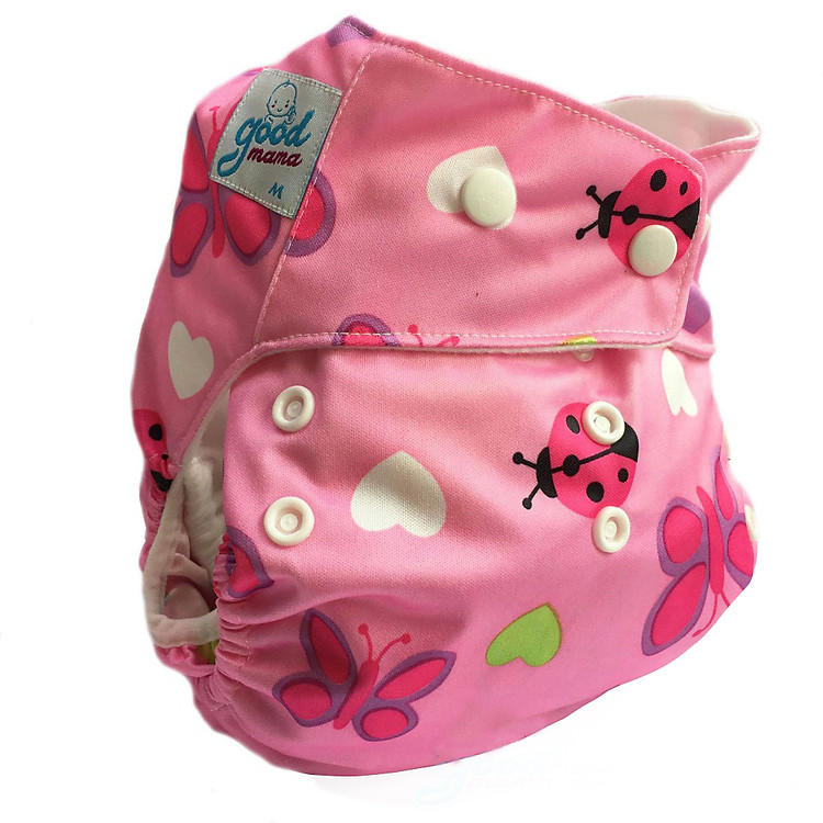 Bỉm vải Goodmama siêu chống tràn màu hồng hình con bướm