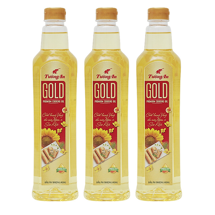 Combo 3 chai Dầu ăn cao cấp Tường An Gold chai 1l