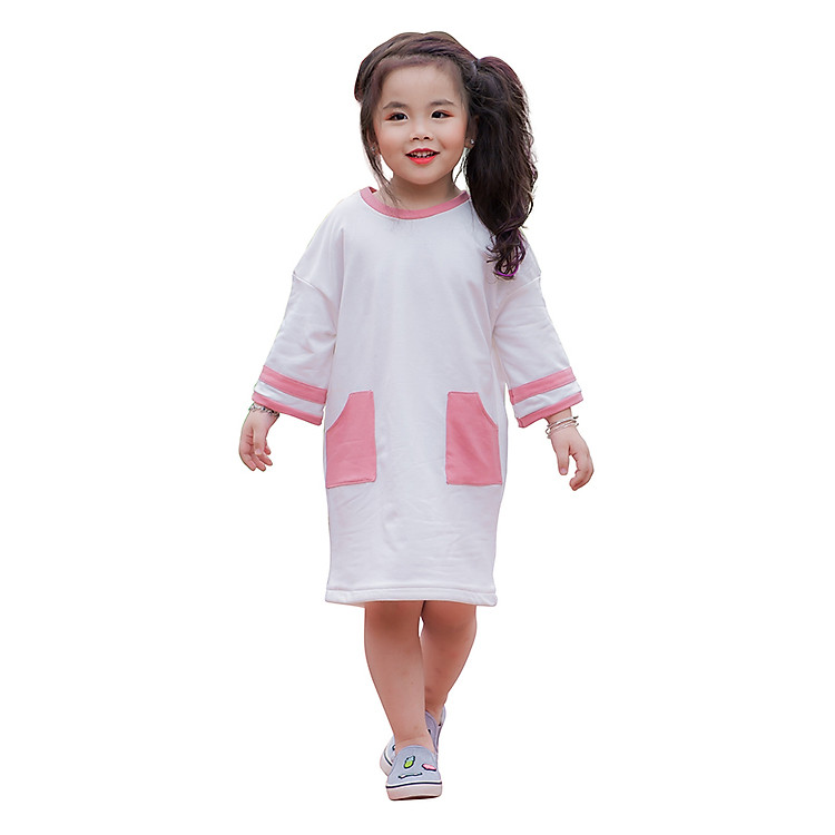 Đầm thun trắng phối túi Lovekids