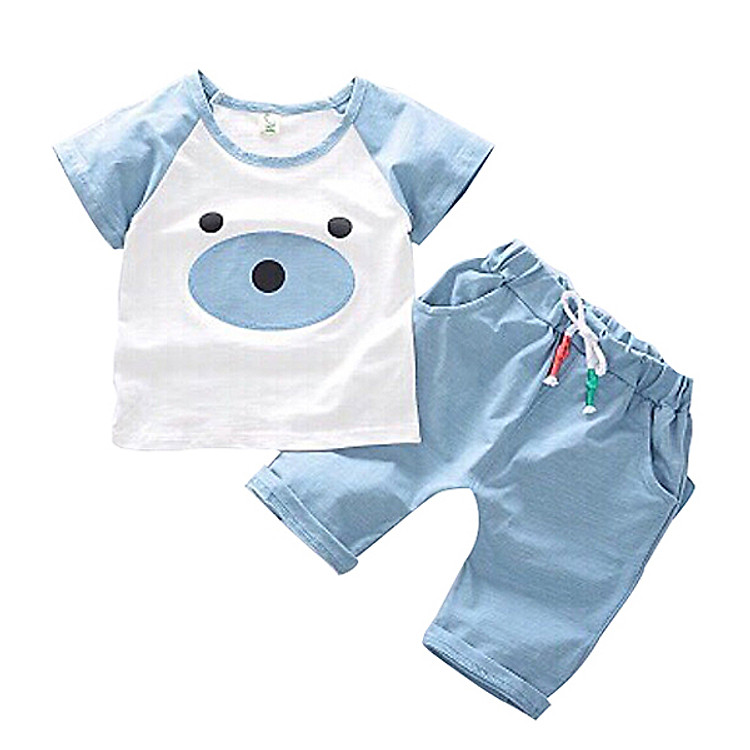 Bộ Quần Áo Gấu Xanh Biển 24 Cho Bé Chất Cotton