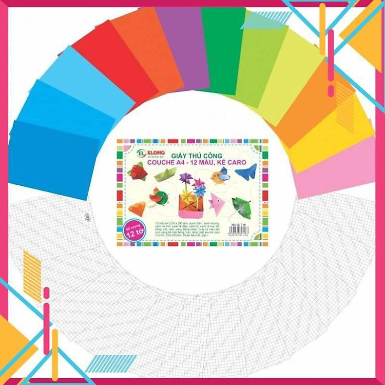 Giấy thủ công KLONG Couche A4 (12 màu)