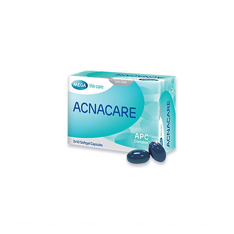 Viên uống giảm mụn, giảm nhờn - Kẽm, Crôm, D.Salina, Vitamin C, Vitamin E - ACNACARE Mega We Care (30 viên)
