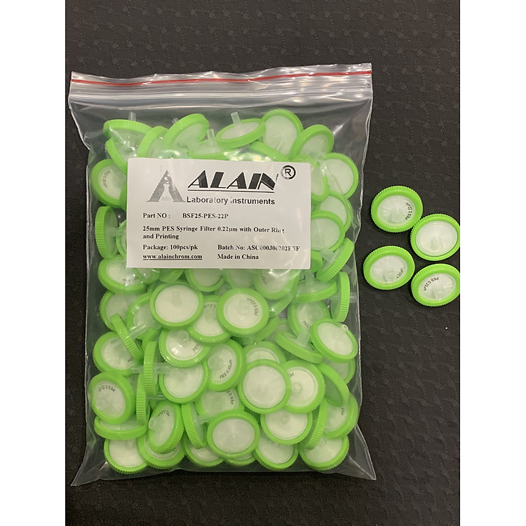 Phin lọc PES Syringe filters đường kính 25mm (100 cái/gói)