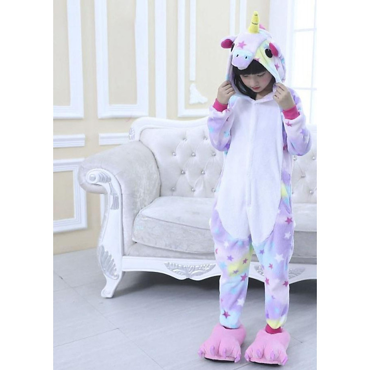 Bộ đồ liền thân hình thú trẻ em - Kỳ lân Unicorn Ngôi sao Cầu vồng