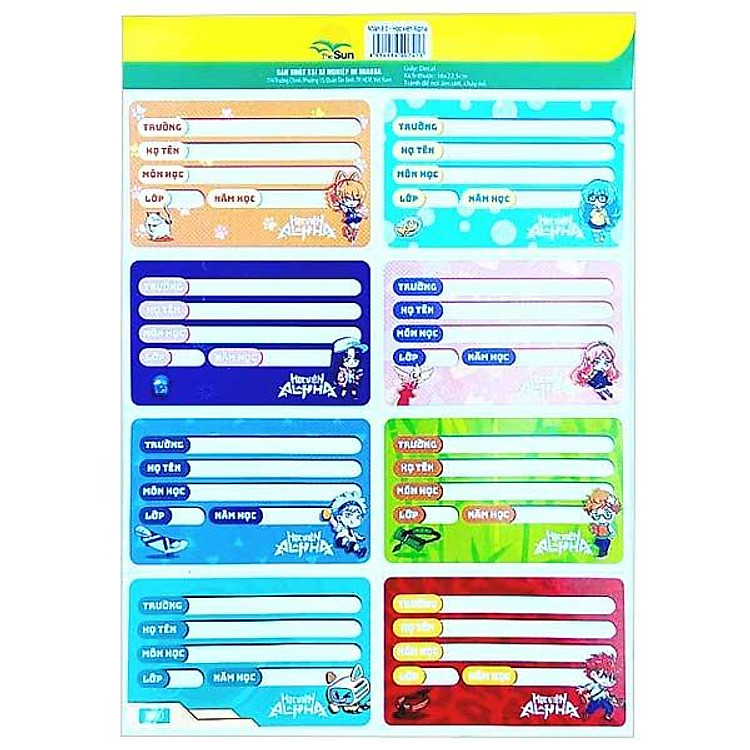 Nhãn Học Sinh 8 Ô Học Viện Alpha (4 tờ)
