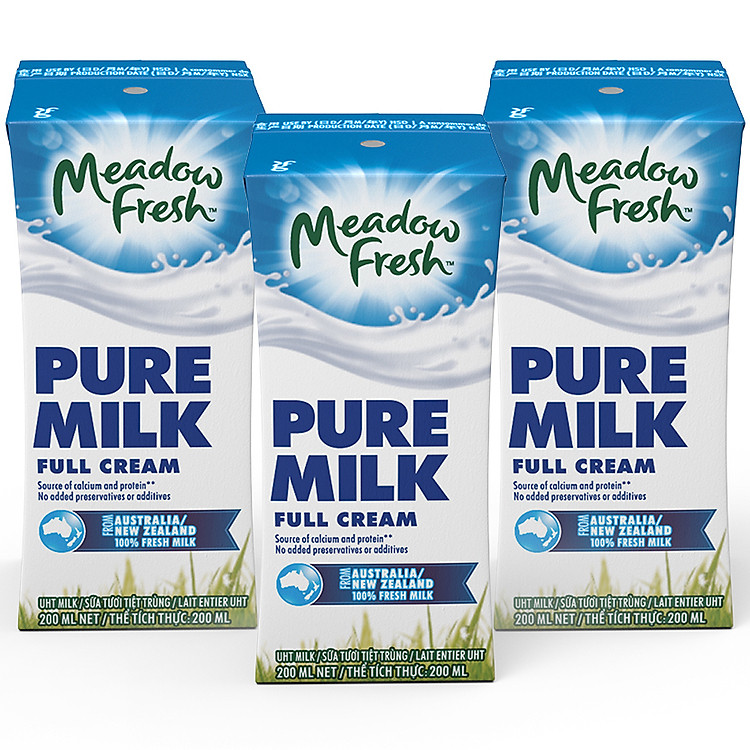 Lốc 3 hộp Sữa tươi nguyên kem Meadow Fresh 200ml