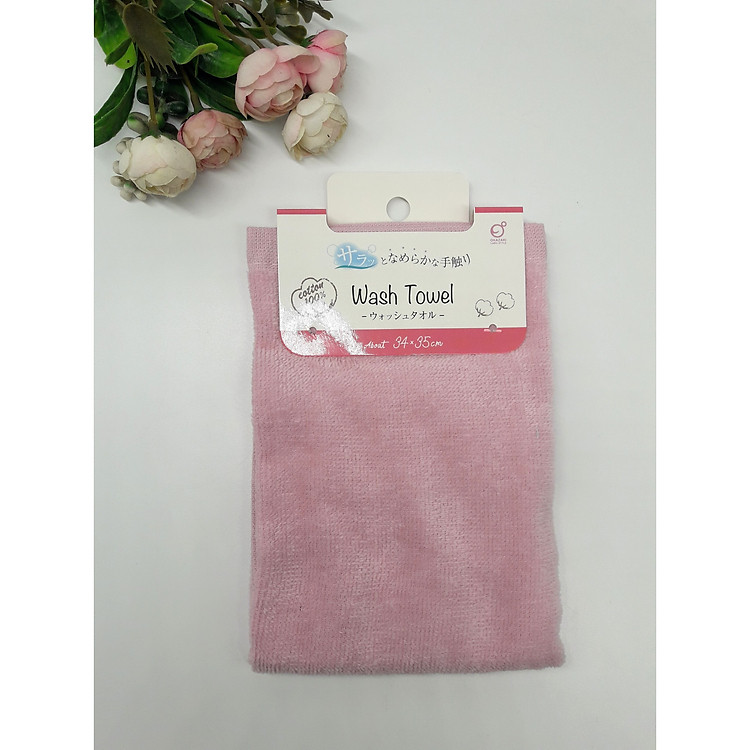 Khăn mặt mềm mịn 100% cotton màu hồng nội địa Nhật Bản