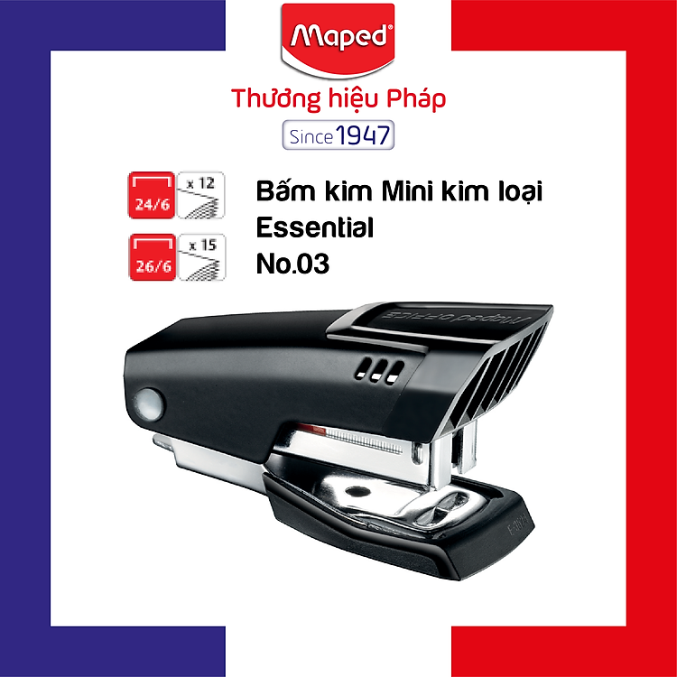 Bấm Kim Mini Kim Loại MAPED Essential No.3 (1 cái)
