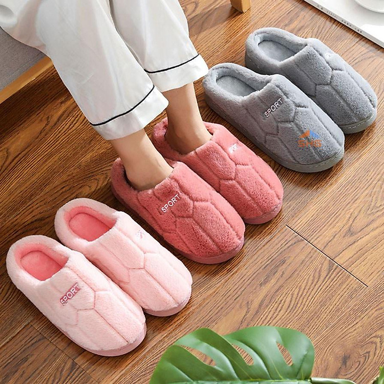 ( SPORT CHỮ NGANG) DÉP BÔNG, DÉP LÔNG, DÉP TRONG NHÀ, DÉP ĐI TRONG NHÀ NỮ NAM MÙA ĐÔNG QUAI NGANG KUTE ĐẾ CAO SU