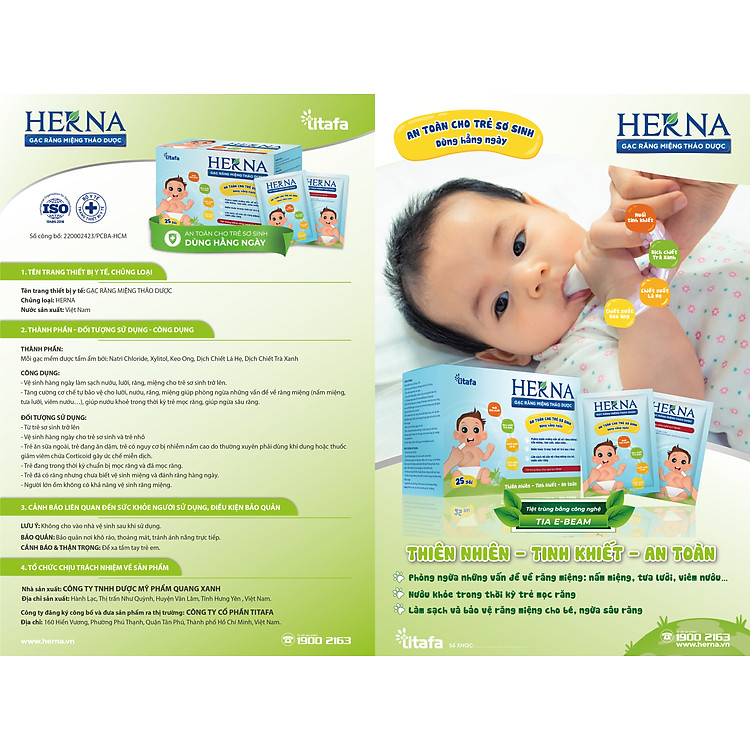 Gạc răng miệng thảo dược Herna 25 gói Chính hãng Ưu đãi - Hình ảnh 4