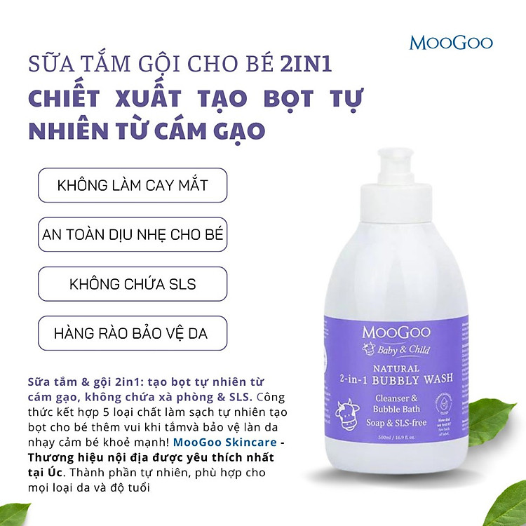 Mua Sữa Tắm Gội Cám Gạo Cho Bé - MooGoo Chính hãng Giá tốt - Hình ảnh 5