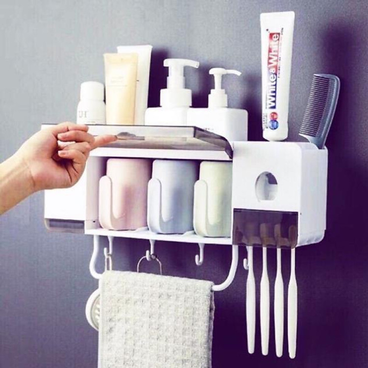 Kệ nhà tắm,kệ cắm chải kèm nhả kem đa năng dính cường lực siêu chắc cao cấp GDTH