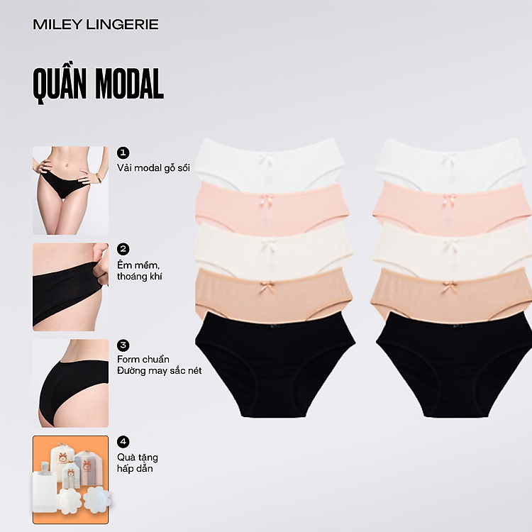 Bộ 10 Quần Lót Nữ Modal Miley Lingerie - Giao Màu Ngẫu Nhiên
