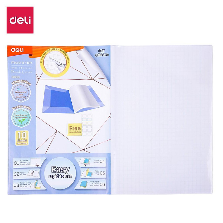 Decal bọc vở trong suốt Deli (10 chiếc)