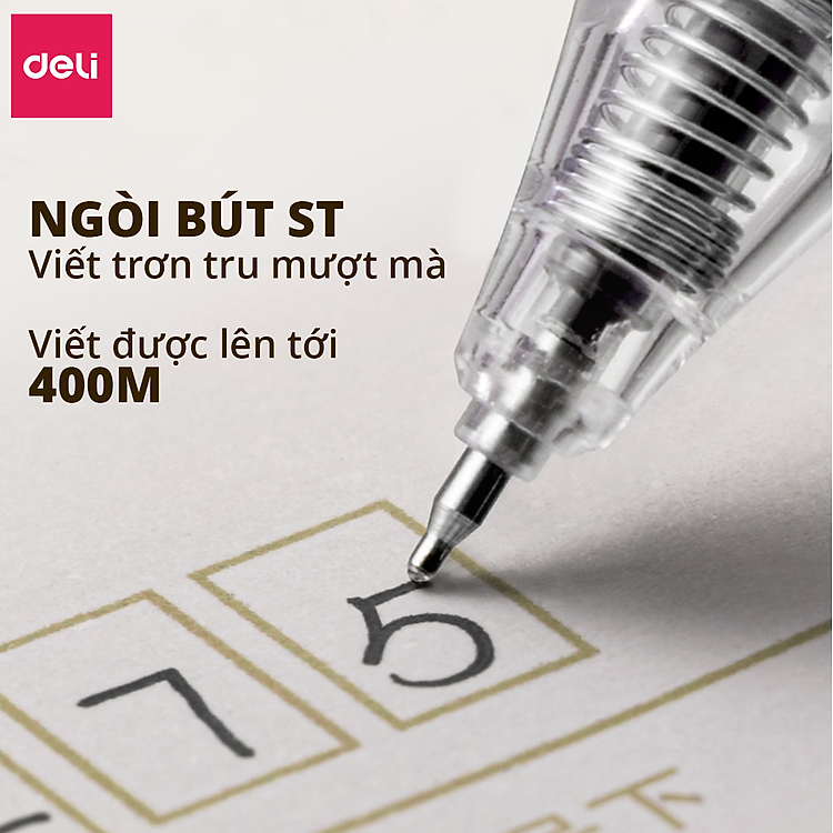 Bút Bi Nước Mực Gel Bấm Deli 0.5mm (Ngòi đen) - Ảnh 7