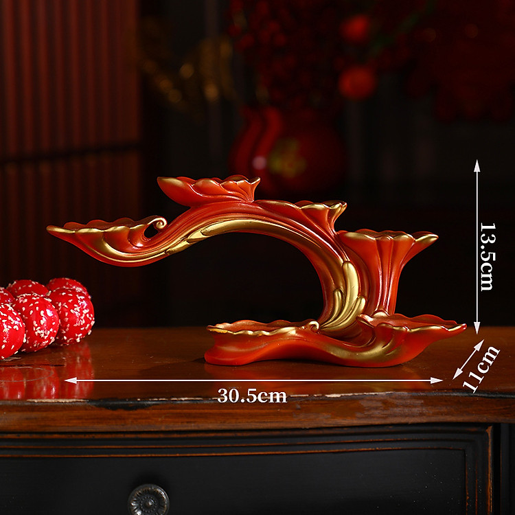 Bộ mô hình rồng vàng và đế trang trí như ý nhà cửa xe hơi phong cách vui nhộn_ hàng chính hãng