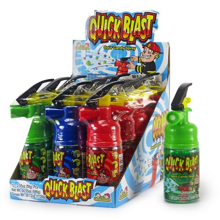 Lốc 12 Kẹo xịt chua cứu hỏa Quick Blast