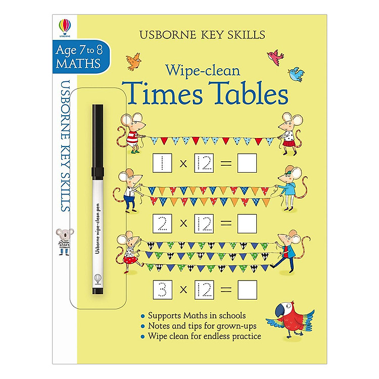 Sách Usborne Usborne Key Skills Wipe-clean Times Tables 7-8