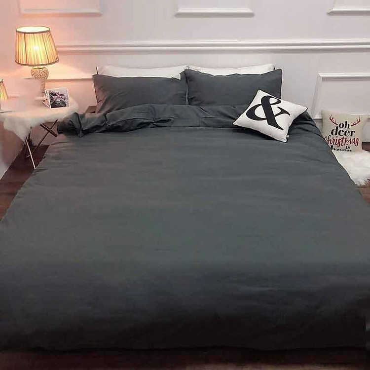Bộ vỏ chăn ga gối cotton tici 1 màu Lidaco cotton đũi trơn dày decor phòng ngủ vintage đủ mọi cỡ nệm