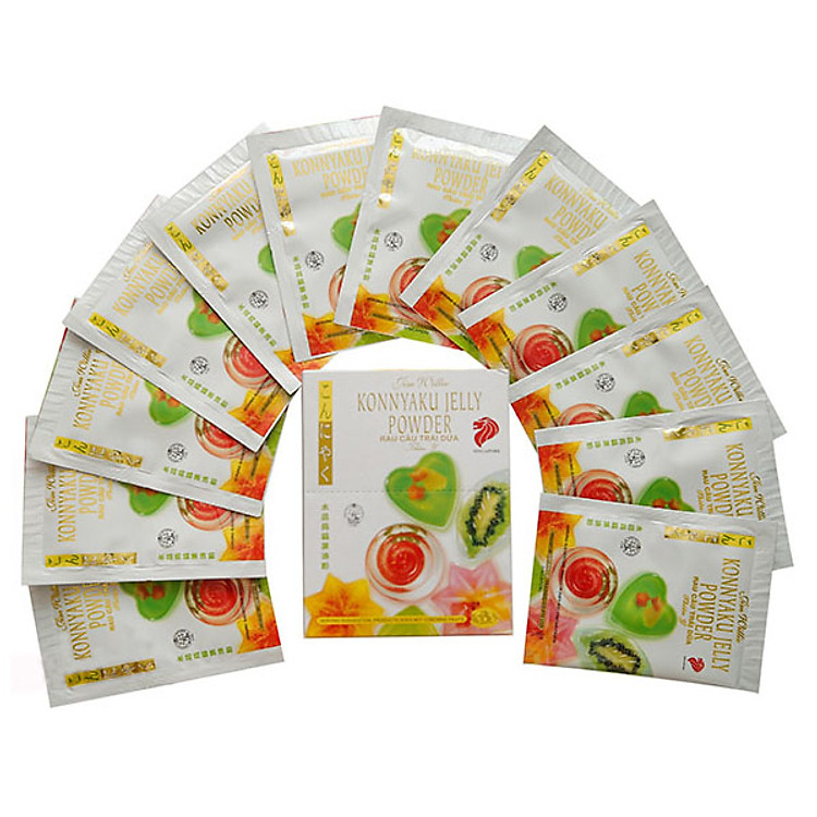 Bột rau câu dẻo trái dừa Jelly Singapore Thiên Ý - Jim willie Konnyaku Jelly Powder - Hiệu Sư tử
