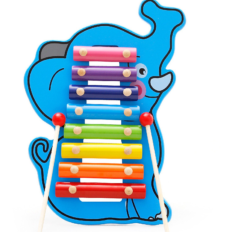 Đồ chơi gỗ nhạc cụ dân tộc chú voi xanh