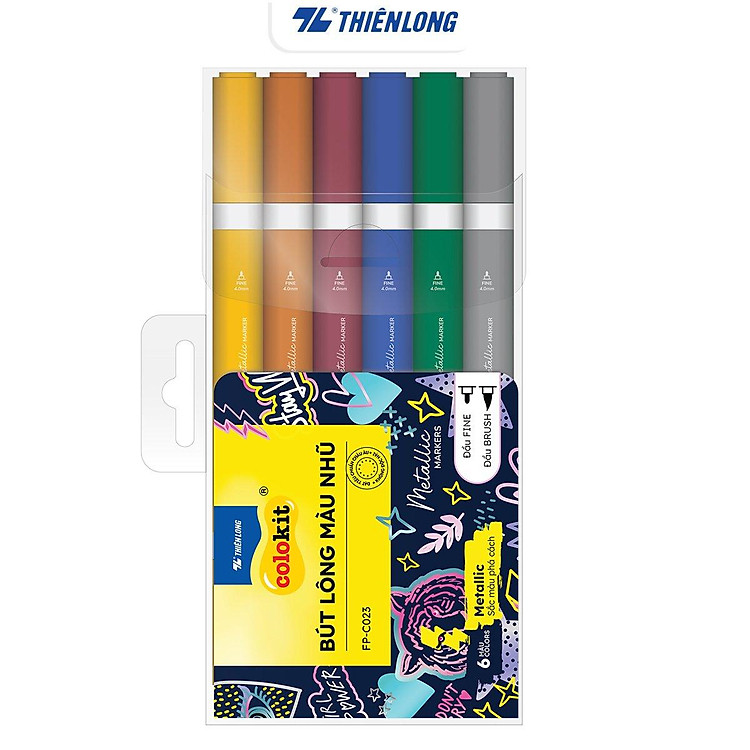 Bút lông nhũ Fiber Pen Metallic Thiên Long Colokit FP-C023 (6 màu)