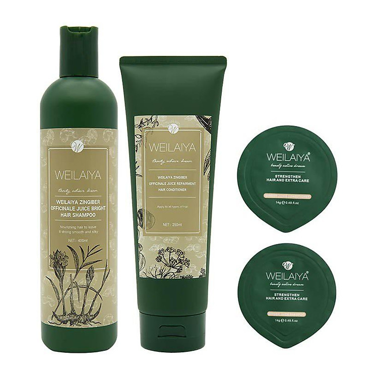 Cặp dầu gội gừng hà thủ ô 400ml + dầu xả gừng hà thủ ô 250ml kích mọc tóc Weilaiya Zingiber Officinale Juice