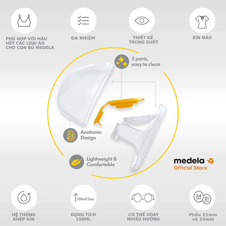 Mua Cúp hút sữa Medela Hands-free (2 chiếc) Chính hãng Giá rẻ - Hình ảnh 5
