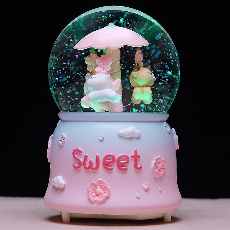 Hộp Nhạc Cầu Tuyết Hoa Đào Sakura Animal Có Nhạc - Ảnh 4