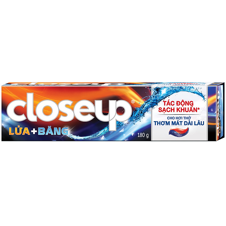 Kem đánh răng dạng gel sạch khuẩn Closeup Lửa Băng 180g cho hơi thở thơm mát dài lâu