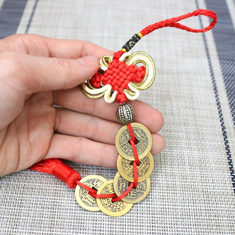 Chuỗi Tiền Xu Ngũ Đế, đồng tiền may mắn, đồng xu phong thủy cầu Tài Lộc