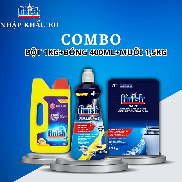 Bột rửa bát Finish 2.5kg + Muối Finish 1.2kg
