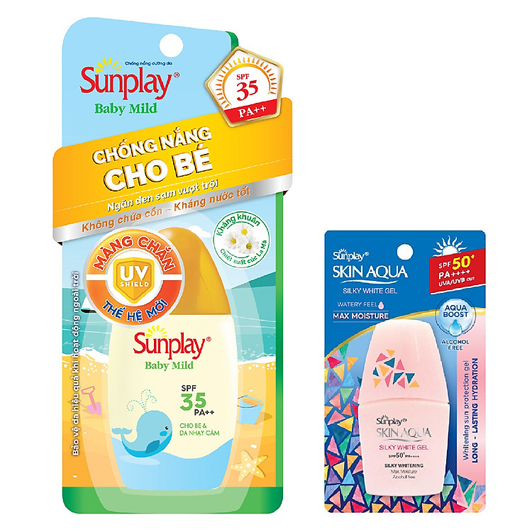 Sữa Chống Nắng Cho Bé Và Da Nhạy Cảm Sunplay Baby Mild SPF 35, PA++ (30g) + Tặng Sữa chống nắng hằng ngày Sunplay Skin Aqua
