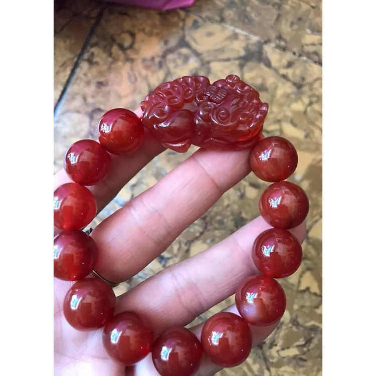 VÒNG MÃ NÃO ĐỎ TỲ HƯU HÚT TÀI 14ly NAM Mệnh HOẢ THỔ