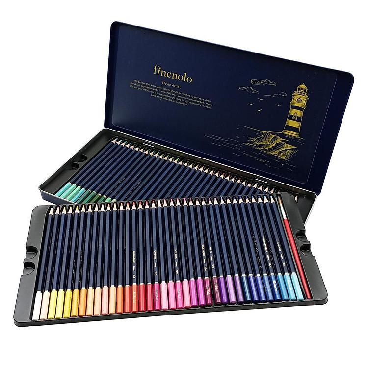 Hộp Thiếc 2 Ngăn 72 Bút Chì Màu + 1 Cọ Vẽ Finenolo - Deli EC129-72 - Ảnh 3