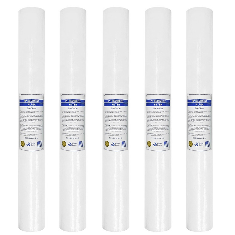 Bộ 5 lõi lọc nước số 1| PP 5micron 20 inch dùng cho bộ lọc thô, máy lọc nước R.O 30-50L/h (Hàng chính hãng)