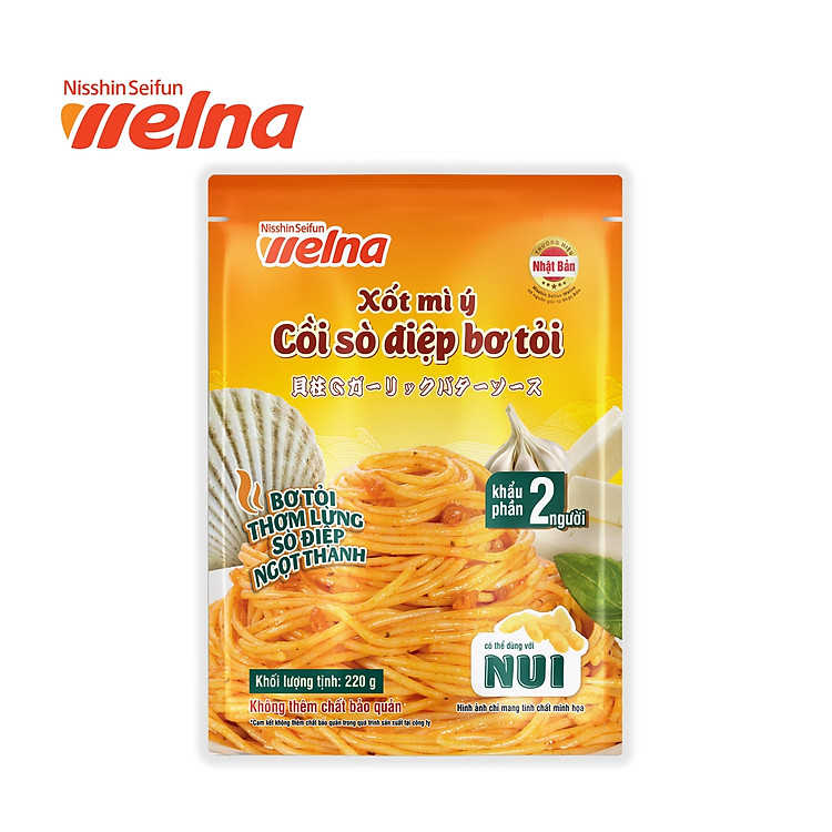 Xốt Mì Ý Hương Vị Cồi Sò Điệp Bơ Tỏi (220g x 1 túi) - Nisshin Seifun Welna Shop