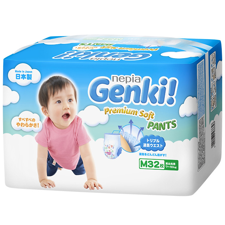 Tã quần Nhật cao cấp Genki (M, 32 miếng)