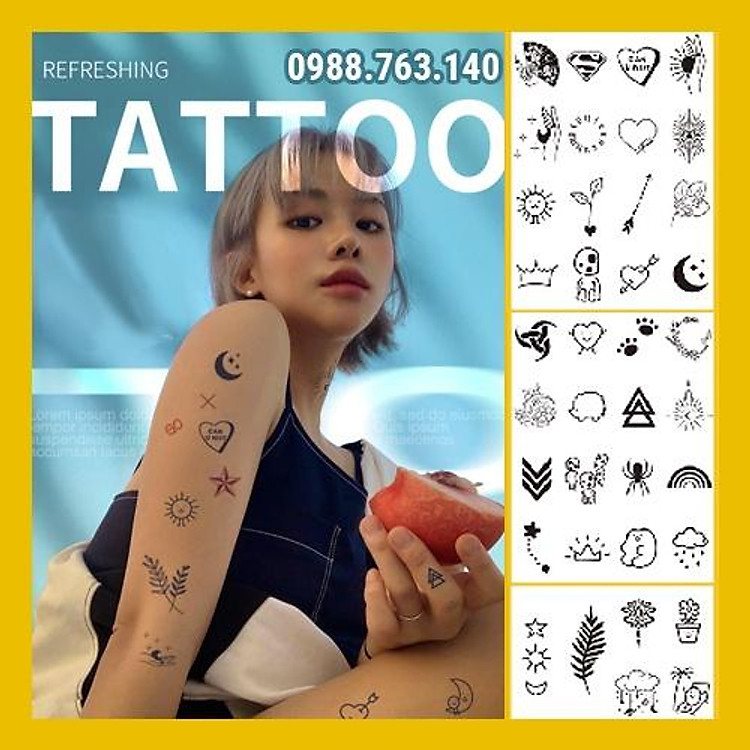 Hình Xăm Dán Mini xăm Tạm Thời 15 Ngày công nghệ mới 2021 sắc nét không thể tẩy xóa