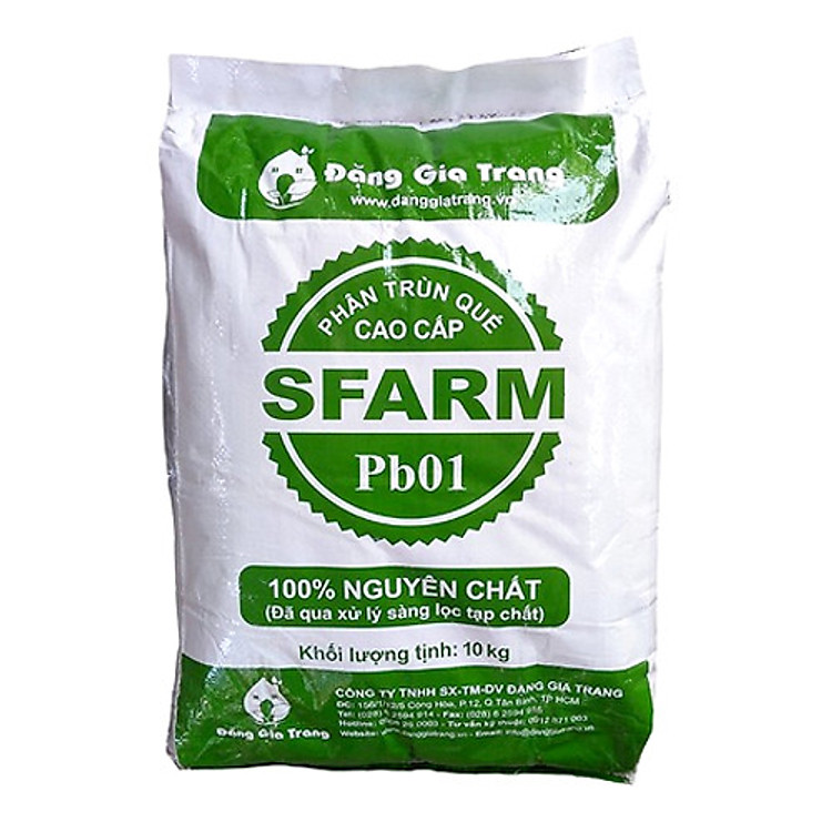 BAO 10 KG - PHÂN TRÙN QUẾ SFARM (ĐÃ QUA XỬ LÝ) - PHÂN BÓN SINH HỌC - VI SINH - CHỨA KÉN TRÙN - CHUYÊN CHO RAU SẠCH VÀ CÂY ĂN TRÁI - SẢN XUẤT TỪ NGUỒN TRÙN TỰ NHIÊN