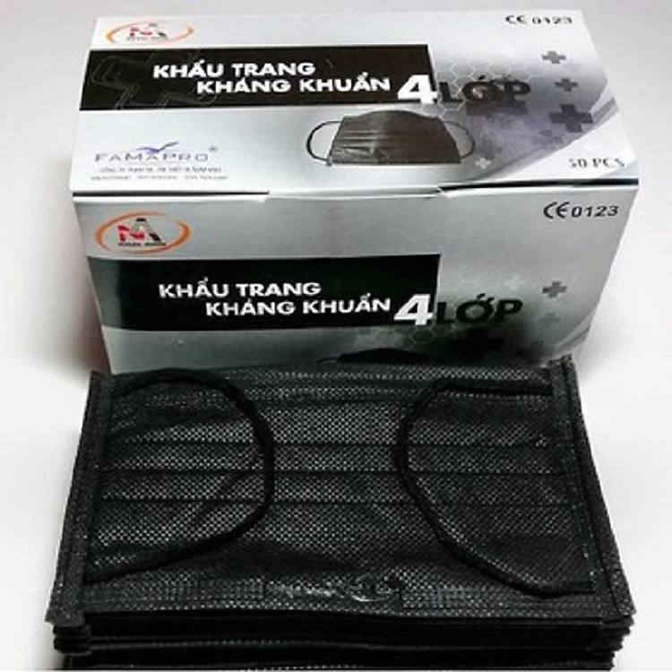Combo 5 hộp khẩu trang y tế 4 lớp Nam Anh đen