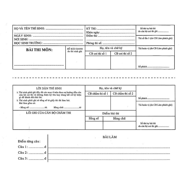 20 tờ giấy làm bài khổ A3