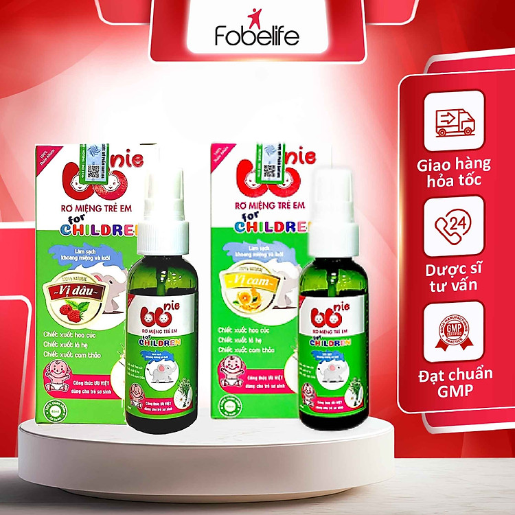 Xịt Rơ Miệng Lưỡi Vị Cam Dâu BBNIE Chính hãng Giá tốt