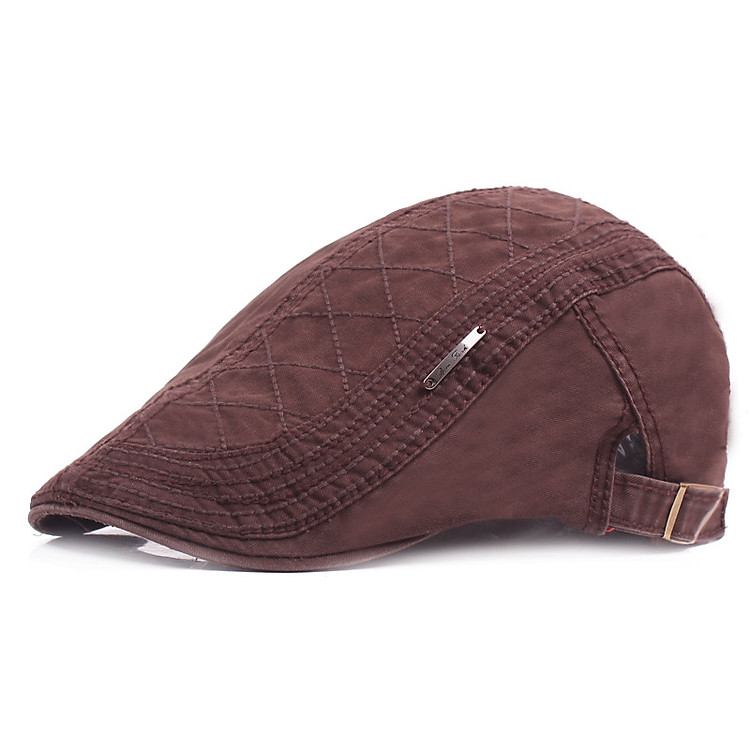Nón beret nam nữ kaki mũ nồi lưỡi trai mỏ vịt kiểu dáng thể thao logo kim loại dona23062802