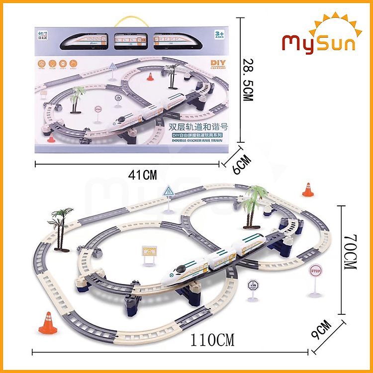 Tàu hỏa xe lửa cao tốc đồ chơi đường ray lắp ráp mô hình đoàn tàu siêu tốc CỠ LỚN tặng PIN MySun
