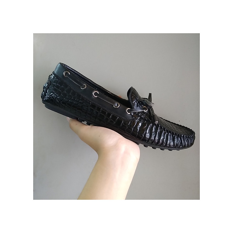 Giày lười nam da bóng thắt nơ thời trang